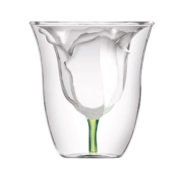 Double Design Rose Shape Glass Wine Cup
