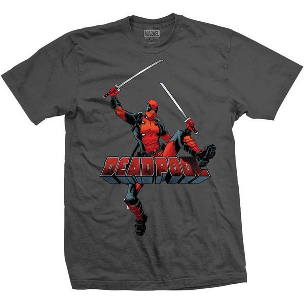 Deadpool: Logo Jump Grey T-Shirt (Parallel Import)