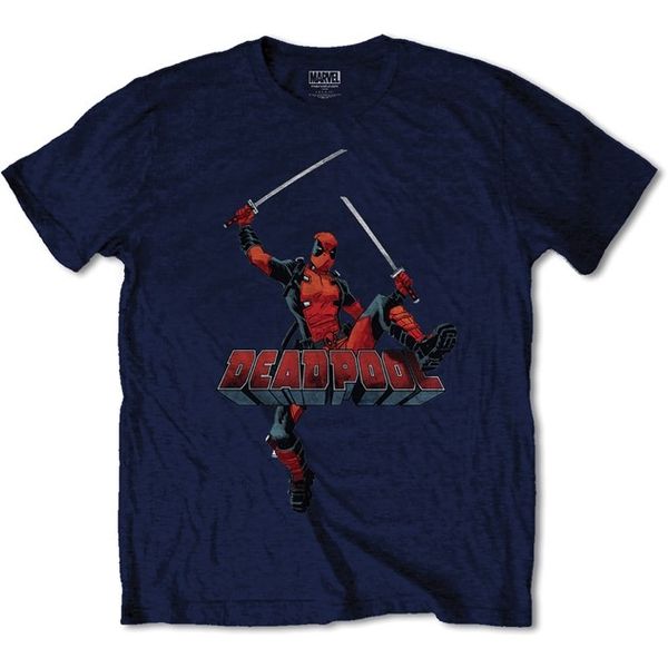 Deadpool: Logo Jump Navy T-Shirt (Parallel Import)