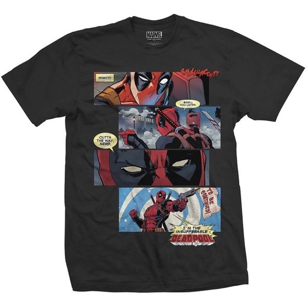Deadpool: Strips Black T-Shirt (Parallel Import)