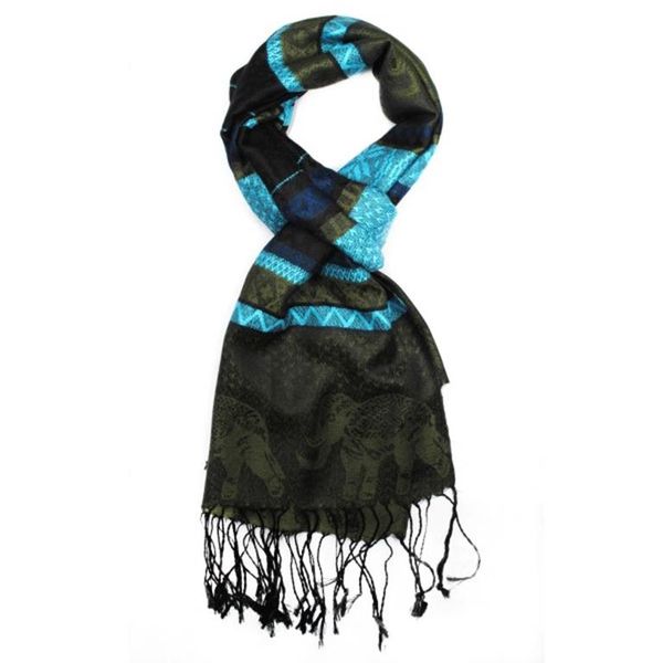 Lily &amp; Rose Dark Olive,Torquise &amp; Black Scarf
