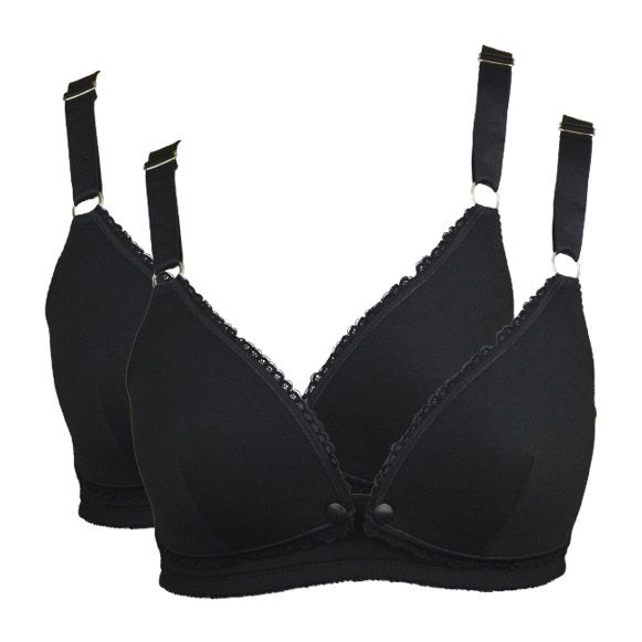 Set of 2 Front Opening Nursing Bras - Black (Size: 44D) | Buy Online in ...