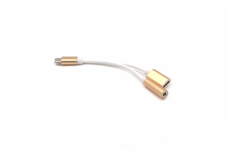 Tuff-Luv USB C Headphone Type C Power Cable to 3.5mm Headphone - Gold