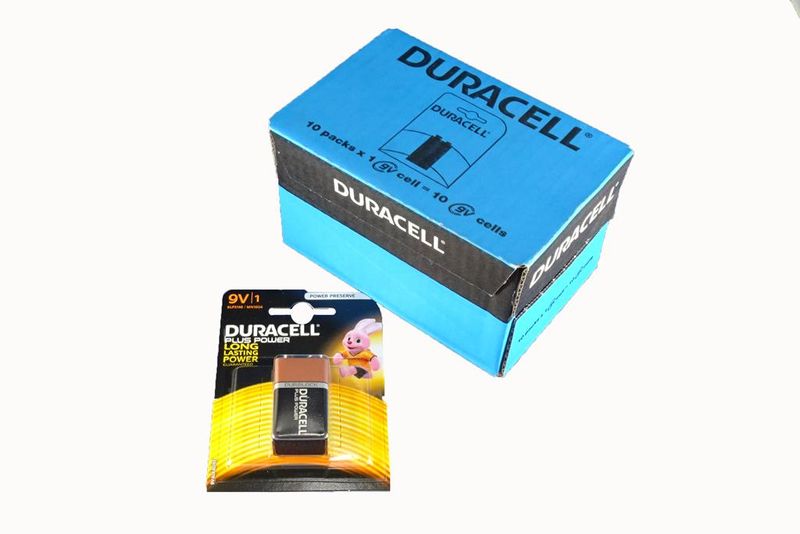 Duracell Plus Power 9V Alkaline Batteries - Box of 10 Packs
