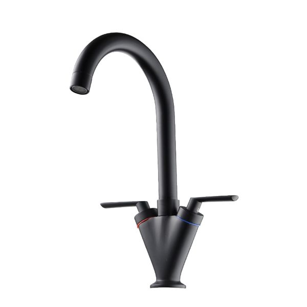 Double Handle Kitchen Sink Faucet Mixer - Black