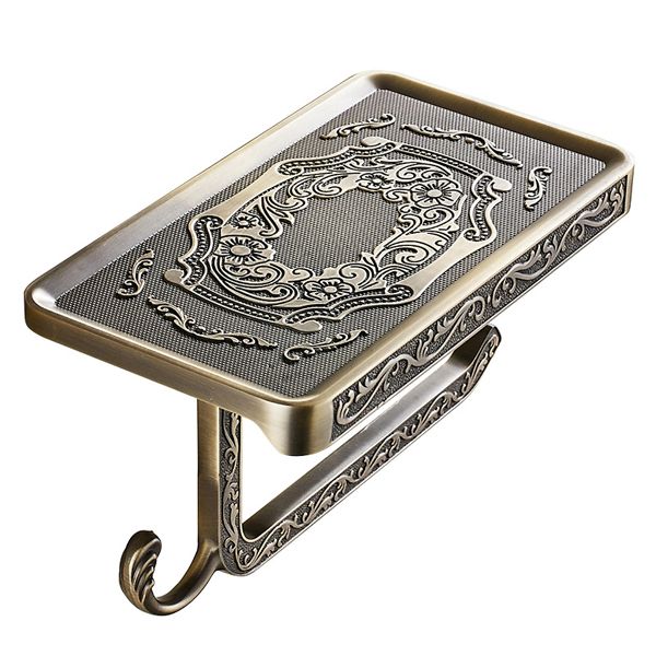 Toilet Roll Paper Rack with Phone Shelf - Bronze