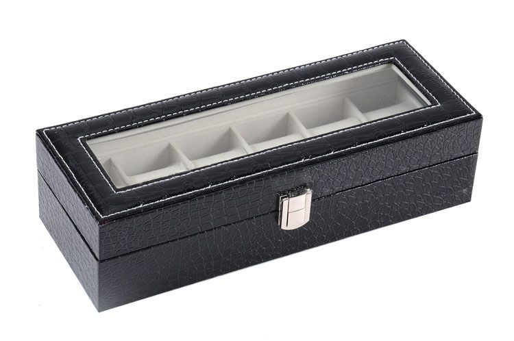 Watch Display Box with Glass Top - 6 Slot