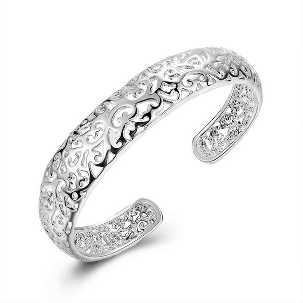 Silver Designer Open Cuff Filigree Bangle