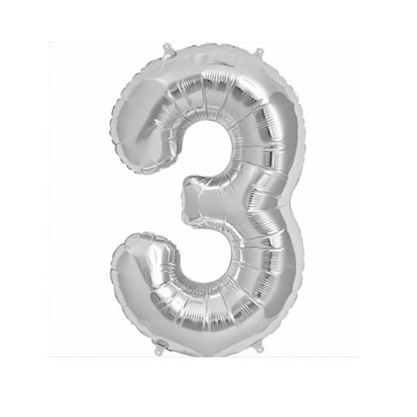 Foil Number Balloon - Silver (Number 3)