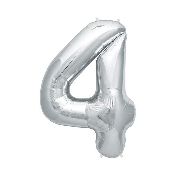 Foil Number Balloon - Silver (Number 4)