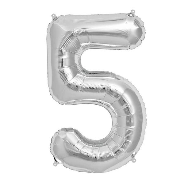 Foil Number Balloon - Silver (Number 5)