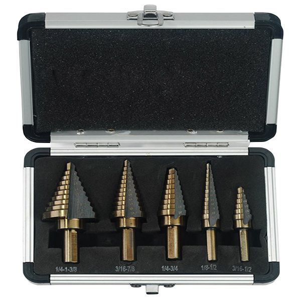 HSS Cobalt Titanium Step Drill Bit Set - 5 Piece