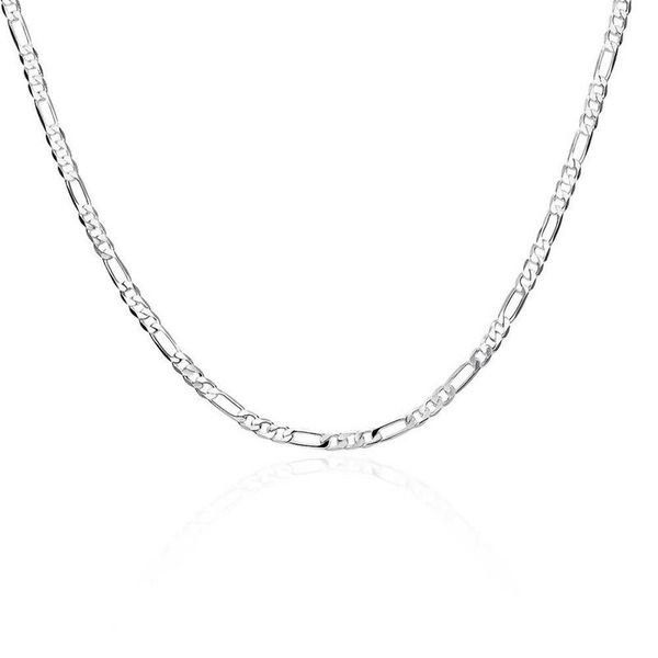 Unisex Silver Designer Figaro Necklace - 4mm