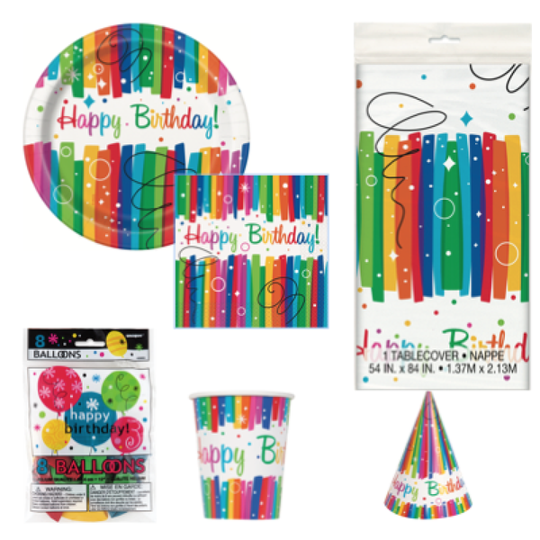 Rainbow Ribbons Tableware Basic