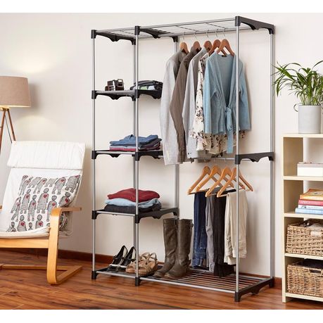 Retractaline The Laundry House Double Rod Closet With 5 Shelves