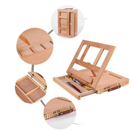 TABLE EASEL WOODEN Art Adjustable Box Solid Wood Pine vidaXL £22.99 -  PicClick UK