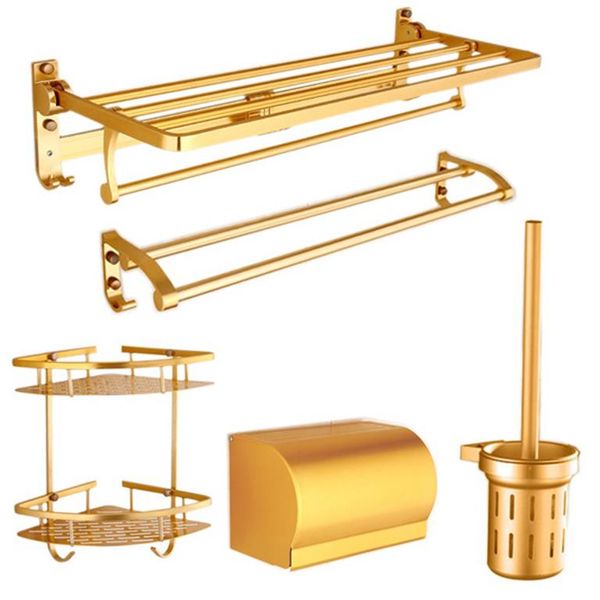 Bathroom Aviation Aluminum Hooks Towel Rack Set of 5