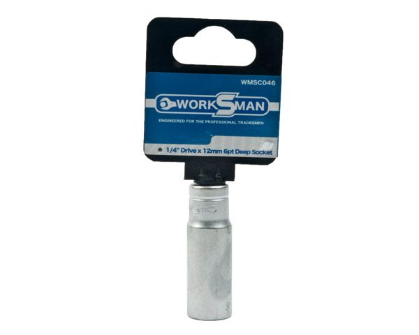Worksman 1/4 Drive Deep Socket - 12mm (Pack of 5)