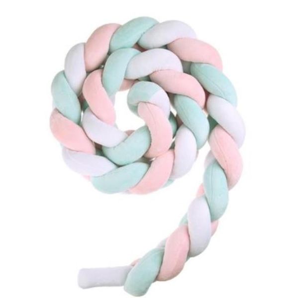 Iconix Braided Cot Bumper 2m - Pink, White &amp; Teal
