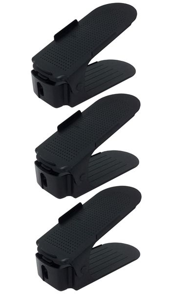 Plastic Shoe Storage Organizer - Black (Set of 3)