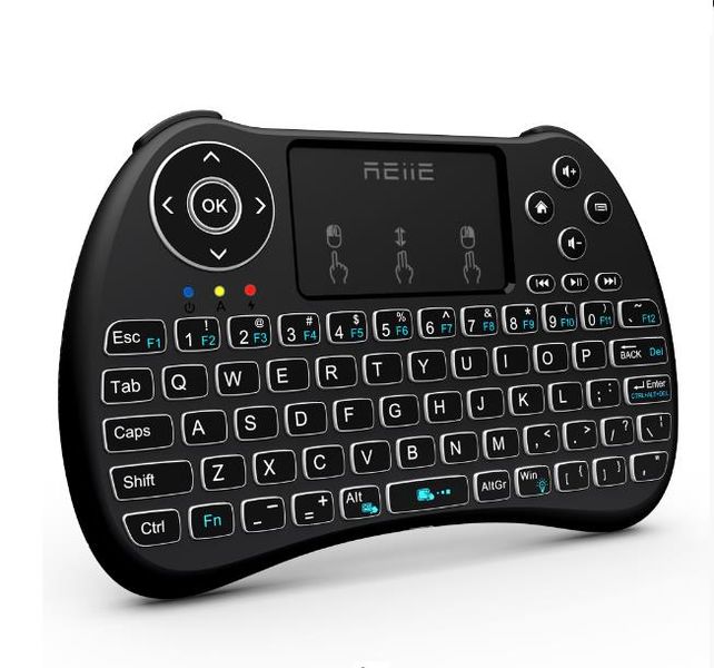 Reiie Wireless Qwerty Backlit Media Touchpad Keyboard - Black