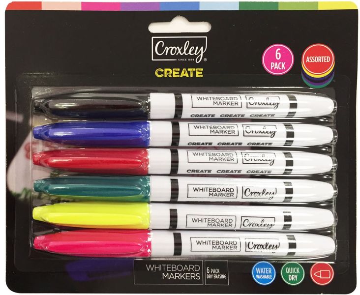 Croxley: Create Fine Nib Whiteboard Markers - Blister of 6