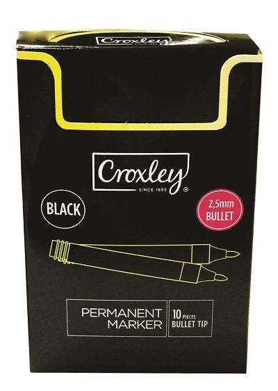 Croxley: Permanent Marker - Black - Bullet Tip - Box of 10