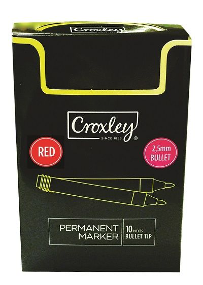 Croxley: Permanent Marker - Red - Bullet Tip - Box of 10