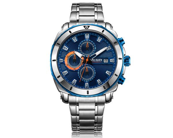 Megir Men's 2075 Full Chronograph Movement with Calendar - Brown Face