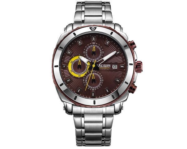 Megir Men's 2075 Full Chronograph Movement with Calendar - Brown Face