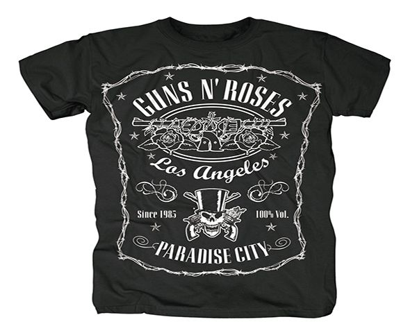 RockTs Mens Guns N' Roses Paradise City Label T-shirt