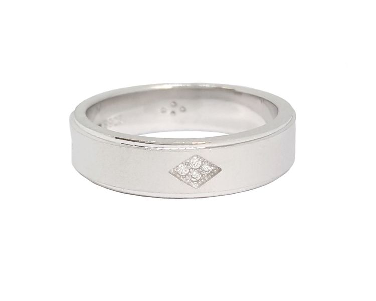 Miss Jewels Men's Matte Finished Wedding Band - Silver (Size: V 1/2)