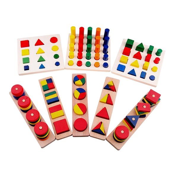 Wooden Shape Puzzle Toys for Kids - Set of 8