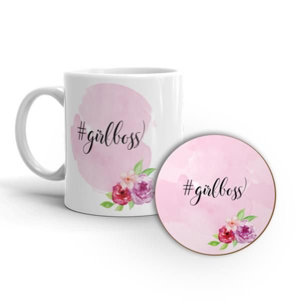 MugNolia Girl Boss Coffee Mug &amp; Coaster Set