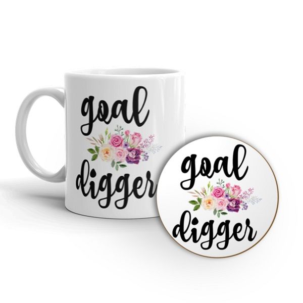 MugNolia Goal Digger Coffee Mug &amp; Coaster Set