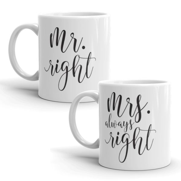 MugNolia Mr. Right &amp; Mrs. Always Right Coffee Mug Set