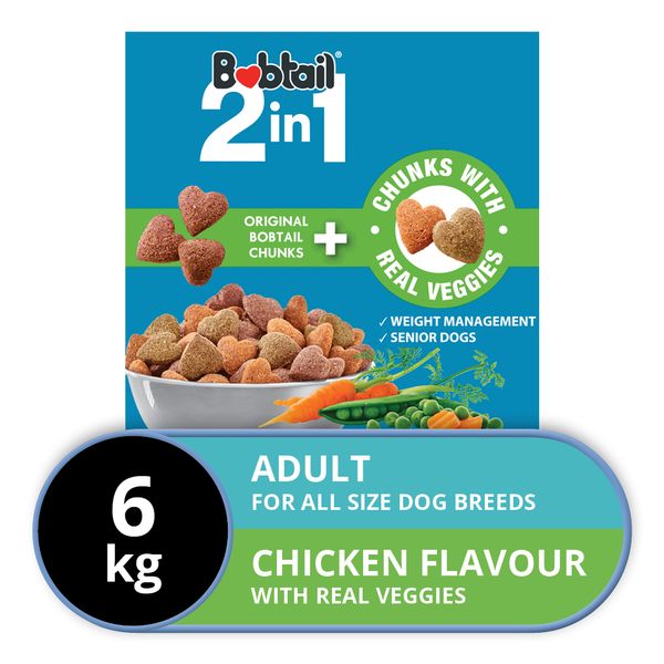 Bobtail - 2-in-1 - Dog Food with Real Veggies - Chicken Flavour - 6kg