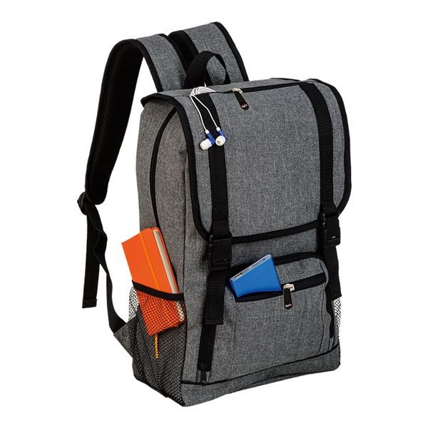 Indie Expedition Backpack With Dual Front Clips - Grey Melange