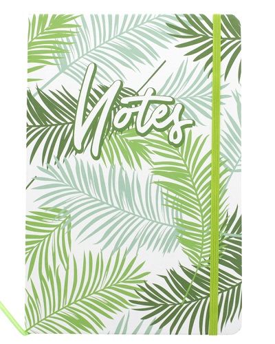 Stationery: A5 Tropical Palm Fronds &amp; Ferns Notebook - Green