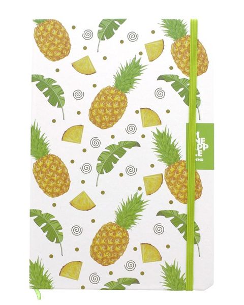 Stationery: Pineapple Patterned Notebook - Green and White