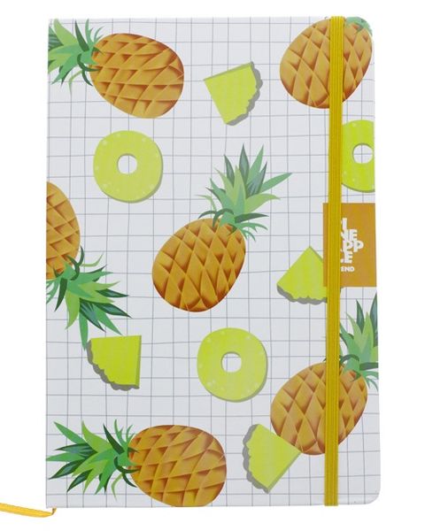 Stationery: Pineapple Patterned Notebook - Yellow and White