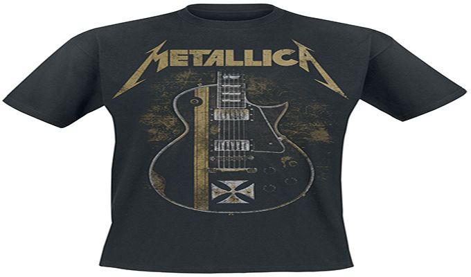 RockTs Men's Metallica Hetfield Iron Cross Guitar T-Shirt