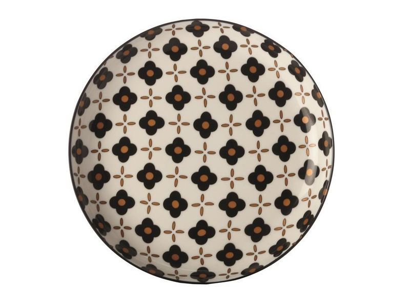 Christopher Vine - 18.5cm Black Flower Marigold Side Plate - Set of 4