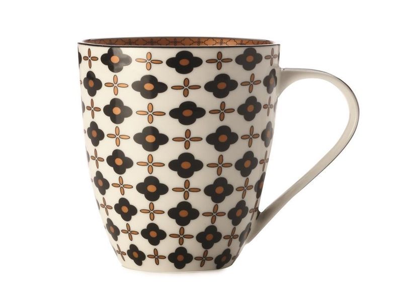 Christopher Vine - 500ml Black Flower Marigold Mug - Set of 4