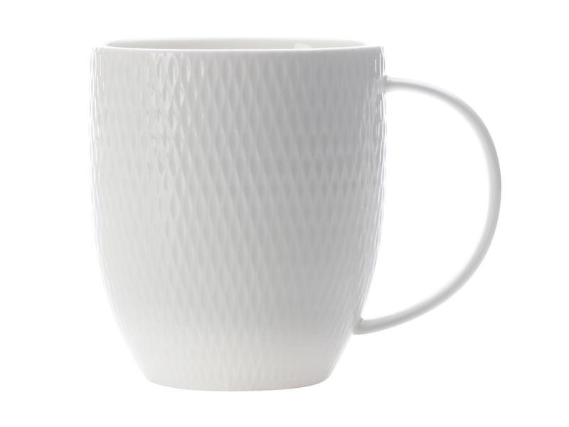 Maxwell &amp; Williams - 370ml White Basics Diamonds Mug - Set of 4
