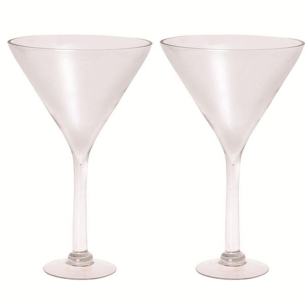 40cm Glass Martini Style Vase - 2 Pack