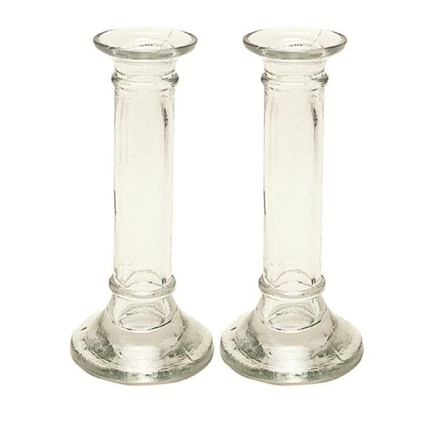 Clear Glass Candle Holder - 18cm (2 Pack)