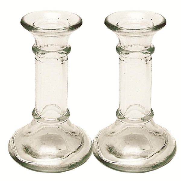 Clear Glass Candle Holder - 13,5cm (2 Pack)