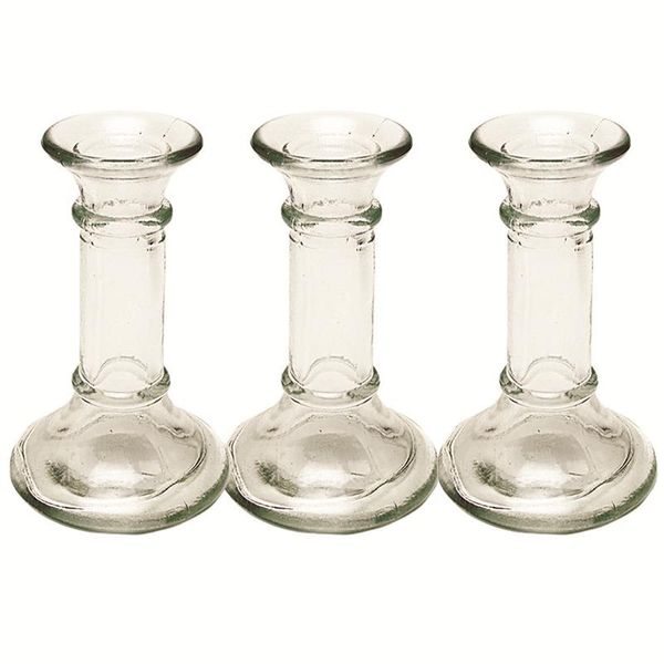 Clear Glass Candle Holder - 13,5cm (3 Pack)