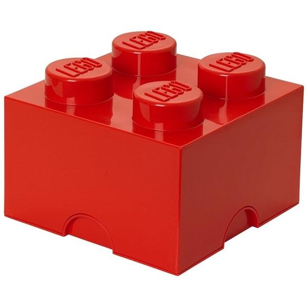 LEGO Storage Brick 4 Knob - Red